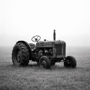 Vintage Tractor in Black and White Art Photo Print 8x10 Glossy